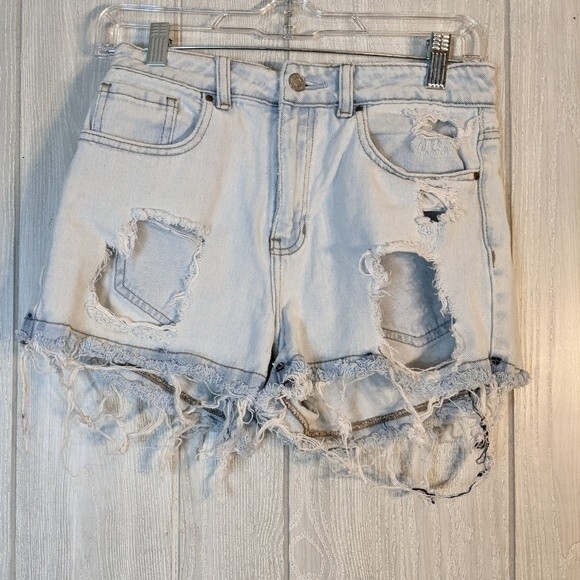 Pacsun Mom Short Distress Light Washed Cut Off Denim Shorts Hight Waisted SZ 26 - Picture 1 of 6